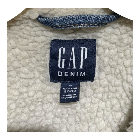 Men’s GAP Icon Denim Trucker Jacket With Sherpa Lining Sz Medium - Picture 5 of 5